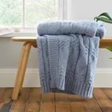 Modra pletena odeja 150x200 cm Cable Knit –