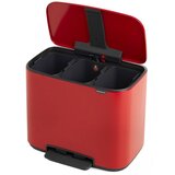 Brabantia Koš za smeti Bo Pedal Bin, 3 x 11 L, rdeč | Shoptok.si
