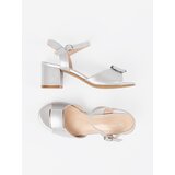 Sergio Leone Women's heeled sandals with an open heel silver | Shoptok.si