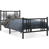 Metalni okvir kreveta uzglavlje i podnožje crni 107x203 cm | shoptok.hr