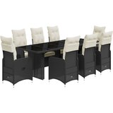 vidaXL vrtna bistro garnitura 9-delna z blazinami črn poli ratan, (21324006) | Shoptok.si