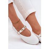 Boto Women's Ballet Flats With Strap And Golden Decorations White Firicene | Shoptok.si