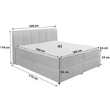 MID.YOU POSTELJA BOXSPRING 180 cm x 200 cm , tekstil siva | Shoptok.si