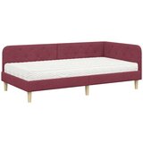 vidaXL Kotna postelja z vzmetnico Vinorodna rdeča 90 x 200 cm blago | Shoptok.si