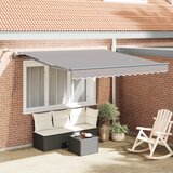 vidaXL samodejna retraktibilna tenda z LED svetlobo svetlo siva 300x250 cm, zamenjava blaga za tenda 3x2.5 m okvir svetlo siva | Shoptok.si