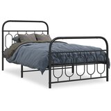  Metalni okvir kreveta uzglavlje i podnožje crni 100x190 cm | shoptok.hr