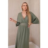 Kesi Włoski Muslin dress with embroidery at the waist khaki cijene