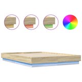 vidaXL Posteljni okvir z LED diodami sonoma hrast 140x200 cm, (21081770) Cene