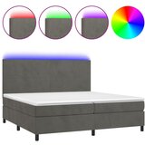 Krevet box spring s madracem LED tamnosivi 200x200 cm baršun | Eponuda.com