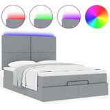  Otomanski krevet s madracem&amp LED svijetlosivi 140x190 cm tkanine | shoptok.hr