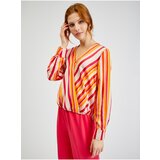 Orsay Pink-Orange Ladies Striped Satin Blouse - Women | ePonuda.com