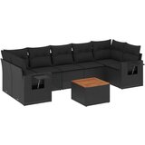 Maison Chic Seti vrtnega pohištva - Vrtna garnitura - Vrtni pohištvo set 8-delna z blazinami črn poli ratan, (21800720) | Shoptok.si