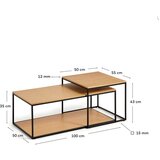 Kave Home Okrugli stolići za kavu u setu 2 kom s pločom stola u dekoru hrasta u prirodnoj boji 50x100 cm Yoana – | shoptok.hr