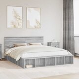  Krevetna konstrukcija s policom Siva Sonoma 200 x 200 cm | shoptok.hr