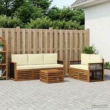  Set vanjskih sofa 6 kom. Prirodna i krem Čvrsto drvo akacije | shoptok.hr