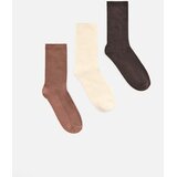 Reserved Duge čarape s viskozom 3 pack - smeđi u