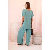 Kesi Włoski Set with necklace blouse + pants dark mint | shoptok.hr