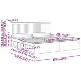  Okvir za krevet s uzglavljem Dimljeni hrast 200 x 200 cm | shoptok.hr
