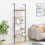 vidaXL naslanjajuća polica s 5 razina svjetlosmeđa i crna 64x35x185 cm | shoptok.hr