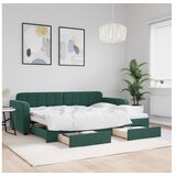 vidaXL Izvlečna dnevna postelja s predali temno zelena 80x20 | Shoptok.si