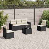 vidaXL 6-dijelni set vrtnih sofa s jastucima crni od poliratana | shoptok.hr