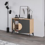 Marckeric Crna/u prirodnoj boji niska komoda u dekoru hrasta 110x82 cm Vae – | shoptok.hr