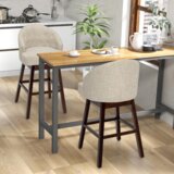  Set 2 barskih stolova, barski stol, rotirajući 360°, kuhinjski stol, bež + smeđa | shoptok.hr