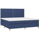  Box spring postelja z vzmetnico LED modra 200x200 cm blago, (20999216) | Shoptok.si