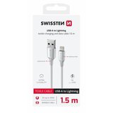 Swissten kabel USB/Lightning TEXTILE II, 3A, 480 Mb/s, 1,5m bijelo-srebrni | shoptok.hr