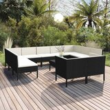  12-dijelna vrtna garnitura od poliratana s jastucima crna | shoptok.hr
