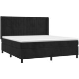Krevet box spring s madracem LED crni 160x200 cm baršun | Eponuda.com