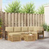 Set vanjskih sofa 7 pcs Bijela i bež Poliester | shoptok.hr