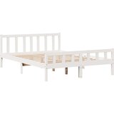 vidaXL Knjižna postelja brez vzmetnice bela 150x200 cm trdna borovina | Shoptok.si