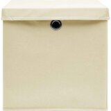  Kutije za pohranu s poklopcima 10 kom krem 32x32x32 cm tkanina | shoptok.hr