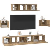 vidaXL Set TV omaric Drugo 7 pcs Obrtniški hrast 80 x 30 x 30 cm | Shoptok.si
