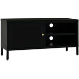 TV ormarić crni 90 x 30 x 44 cm od čelika i stakla | shoptok.hr