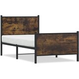 vidaXL Kovinski posteljni okvir z vzglavjem in vznožjem hrast 80x200cm | Shoptok.si