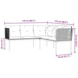  Set vrtnih sofa s jastucima crni od čelika i tekstilena | shoptok.hr