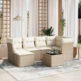Maison Chic Seti vrtnega pohištva - Vrtna garnitura - Vrtni pohištvo set 7-delna z blazinami bež poli ratan, (21807748) | Shoptok.si