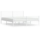 The Living Store Kovinski posteljni okvir z vzglavjem in vznožjem bel 193x203 cm - Posteljni Okvir, (21525925) | Shoptok.si