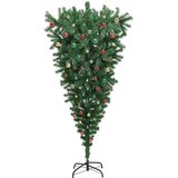 vidaXL Obrnuto umjetno božićno drvce s kuglicama Zelena 210 cm PVC | shoptok.hr