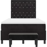vidaXL Box Spring Postelja z Vzmetnico & Klopjo Črna 120x200 cm Žamet | Shoptok.si