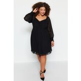 Trendyol Curve Black Plain A-line Mini Woven Plus Size Dress Cene