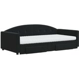 vidaXL Dnevni krevet na razvlačenje s ladicama crni 100x200 cm baršun | shoptok.hr