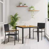 vidaXL 3-delni vrtni jedilni set črni poli ratan | Shoptok.si
