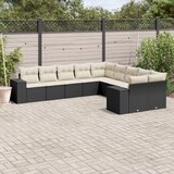  10-dijelni set vrtnih sofa s jastucima crni od poliratana | shoptok.hr