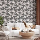  Tapeta - Flying birds – a delicate pattern of white and grey herons on a grey background 50x1000 Premium | shoptok.hr