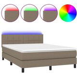  Box spring postelja z vzmetnico LED taupe 140x190 cm blago | Shoptok.si