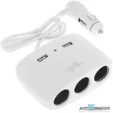 punjač za kola 3xMESTO za upaljač i 2x usb beli