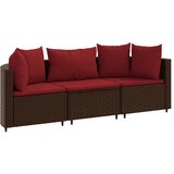  3-dijelni set vrtnih sofa s jastucima smeđi od poliratana | shoptok.hr